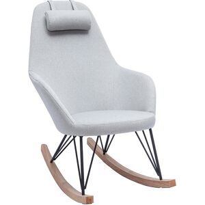 Miliboo Rocking chair scandinave en tissu gris metal noir et bois clair JHENE