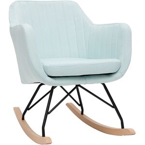 Miliboo Rocking chair scandinave en tissu menthe a l'eau, metal noir et bois clair ALEYNA