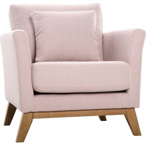 Miliboo Fauteuil scandinave dehoussable en tissu rose et bois clair OSLO