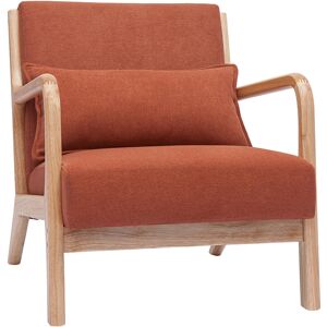 Miliboo Fauteuil scandinave en tissu effet velours terre brulee et bois clair massif DERRY