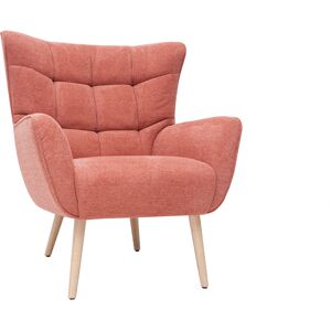 Miliboo Fauteuil scandinave en tissu effet velours texture terracotta et bois clair AVERY