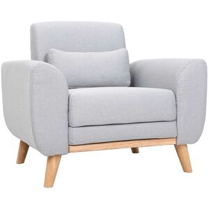 Miliboo Fauteuil scandinave en tissu gris clair et bois clair EKTOR