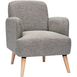 Miliboo Fauteuil scandinave en tissu gris clair et bois clair ISKO