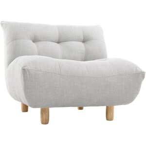 Miliboo Fauteuil scandinave en tissu gris clair et bois clair YUMI