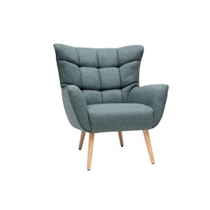 Miliboo Fauteuil scandinave en tissu vert de gris et bois clair AVERY