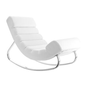 Miliboo Rocking chair design blanc et acier chrome TAYLOR