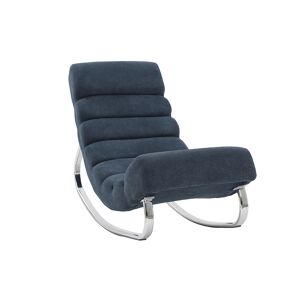Miliboo Rocking chair design en tissu effet velours bleu et acier chrome TAYLOR