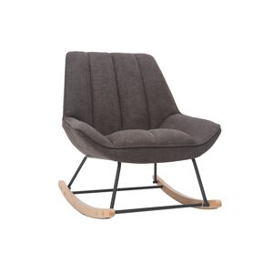 Miliboo Rocking chair design en tissu effet velours gris fonce, metal noir et bois clair BILLIE