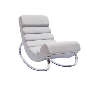 Miliboo Rocking chair design en tissu gris clair et acier chrome TAYLOR