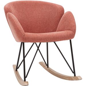 Miliboo Rocking chair en tissu effet velours texture terracotta, metal noir et bois clair RHAPSODY