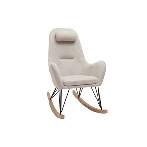 Miliboo Rocking chair scandinave en tissu beige, metal noir et bois clair MANIA
