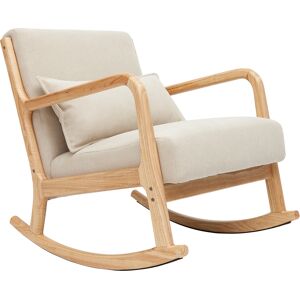 Miliboo Rocking chair scandinave en tissu effet velours beige et bois clair massif DERRY