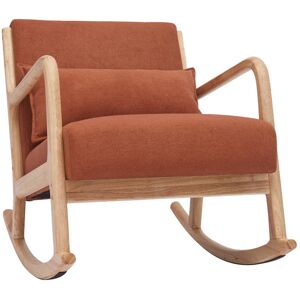 Miliboo Rocking chair scandinave en tissu effet velours terre brulee et bois clair massif DERRY