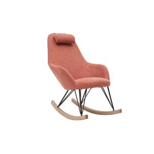Miliboo Rocking chair scandinave en tissu effet velours texture terracotta, metal noir et bois clair JHENE