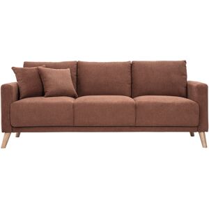 Miliboo Canapé 3 places en tissu chenille terre brûlée et bois clair MUNIK - Publicité Miliboo Canapé 3 places en tissu chenille terre brûlée et bois clair MUNIK - Publicité
