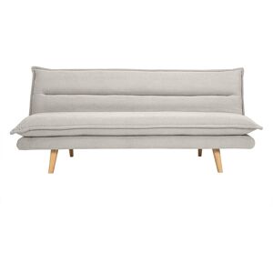 Miliboo Canapé convertible 3 places en tissu chenille beige et bois clair BINGO - Publicité Miliboo Canapé convertible 3 places en tissu chenille beige et bois clair BINGO - Publicité