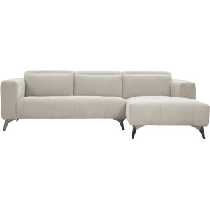 Miliboo Canapé d'angle droit 3 places avec têtières ajustables en tissu chenille beige et métal NORELL - Publicité Miliboo Canapé d'angle droit 3 places avec têtières ajustables en tissu chenille beige et métal NORELL - Publicité