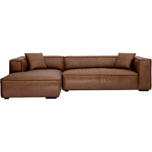 Miliboo Canapé d'angle gauche vintage 4-5 places en cuir marron et bois noir COBAIN - Publicité Miliboo Canapé d'angle gauche vintage 4-5 places en cuir marron et bois noir COBAIN - Publicité