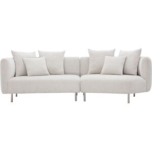 Miliboo Canapé design 3-4 places en tissu effet velours chenillé beige clair et métal chromé IGLESIAS - Publicité Miliboo Canapé design 3-4 places en tissu effet velours chenillé beige clair et métal chromé IGLESIAS - Publicité