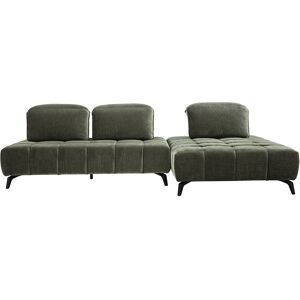 Miliboo Canapé modulable 4 places avec têtières ajustables en tissu effet velours vert kaki et métal noir OLMO - Publicité Miliboo Canapé modulable 4 places avec têtières ajustables en tissu effet velours vert kaki et métal noir OLMO - Publicité