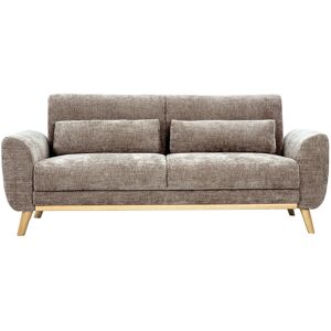 Miliboo Canapé scandinave 3 places en tissu effet velours texturé taupe et bois clair EKTOR - Publicité Miliboo Canapé scandinave 3 places en tissu effet velours texturé taupe et bois clair EKTOR - Publicité
