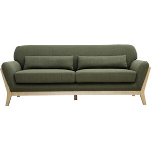 Miliboo Canapé scandinave 3 places en tissu vert kaki et bois clair YOKO - Publicité Miliboo Canapé scandinave 3 places en tissu vert kaki et bois clair YOKO - Publicité