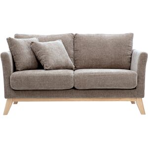Miliboo Canapé scandinave déhoussable 2 places en tissu effet velours texturé taupe et bois clair OSLO - Publicité Miliboo Canapé scandinave déhoussable 2 places en tissu effet velours texturé taupe et bois clair OSLO - Publicité