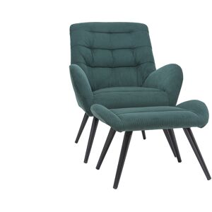 Miliboo Fauteuil et repose-pieds design en tissu velours côtelé vert et métal noir ZOE - Publicité Miliboo Fauteuil et repose-pieds design en tissu velours côtelé vert et métal noir ZOE - Publicité