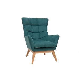 Miliboo Fauteuil scandinave en tissu chenille bleu canard et bois clair BRODY - Publicité Miliboo Fauteuil scandinave en tissu chenille bleu canard et bois clair BRODY - Publicité