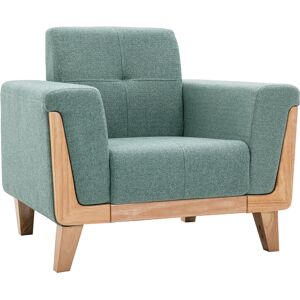 Miliboo Fauteuil scandinave en tissu vert de gris et bois clair FJORD - Publicité Miliboo Fauteuil scandinave en tissu vert de gris et bois clair FJORD - Publicité