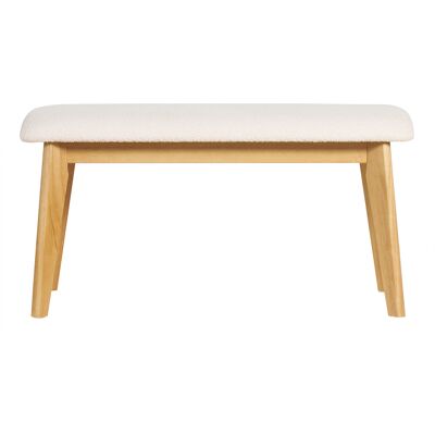Miliboo Banc scandinave en tissu effet laine bouclée blanc et bois clair L92 cm ELION - Publicité Miliboo Banc scandinave en tissu effet laine bouclée blanc et bois clair L92 cm ELION - Publicité