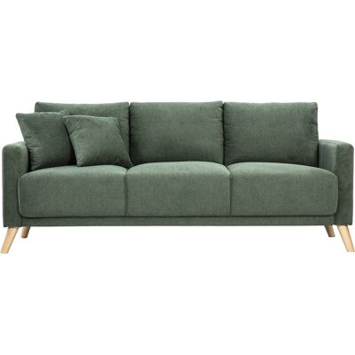 Miliboo Canapé 3 places en tissu chenille vert kaki et bois clair MUNIK - Publicité Miliboo Canapé 3 places en tissu chenille vert kaki et bois clair MUNIK - Publicité