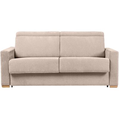 Canapé convertible beige en velours 3 places - Miliboo - Publicité Canapé convertible beige en velours 3 places - Miliboo - Publicité