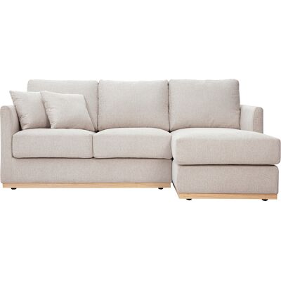 Canapé d'angle droit en tissu velours effet beige 3 places MOSS - Canapé - Publicité Canapé d'angle droit en tissu velours effet beige 3 places MOSS - Canapé - Publicité
