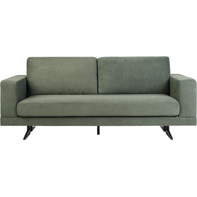 Miliboo Canapé design 3 places en tissu chenille vert kaki et métal noir LENNON - Publicité Miliboo Canapé design 3 places en tissu chenille vert kaki et métal noir LENNON - Publicité