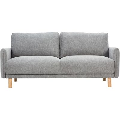 Miliboo Canapé design 3 places en tissu effet velours texturé gris et bois clair BONO - Publicité Miliboo Canapé design 3 places en tissu effet velours texturé gris et bois clair BONO - Publicité