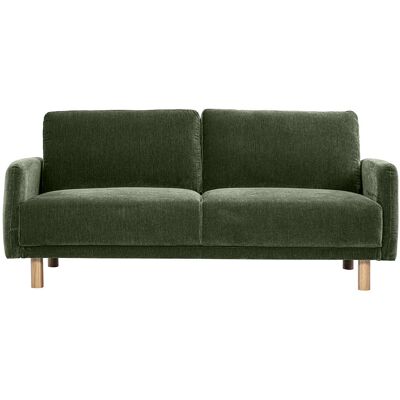 Miliboo Canapé design 3 places en tissu effet velours vert kaki et bois clair BONO - Publicité Miliboo Canapé design 3 places en tissu effet velours vert kaki et bois clair BONO - Publicité