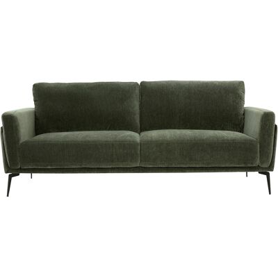 Miliboo Canapé design 3 places en tissu effet velours vert kaki et métal noir MOSCO - Publicité Miliboo Canapé design 3 places en tissu effet velours vert kaki et métal noir MOSCO - Publicité