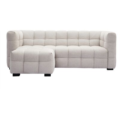 Miliboo Canapé design 3 places et repose-pieds en tissu effet velours texturé beige CORTO - Publicité Miliboo Canapé design 3 places et repose-pieds en tissu effet velours texturé beige CORTO - Publicité