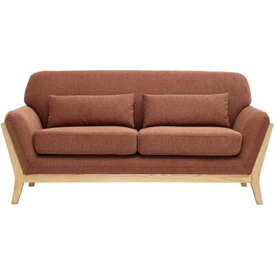 Miliboo Canapé scandinave 2 places en tissu effet velours texturé terre brûlée et bois clair YOKO - Publicité Miliboo Canapé scandinave 2 places en tissu effet velours texturé terre brûlée et bois clair YOKO - Publicité