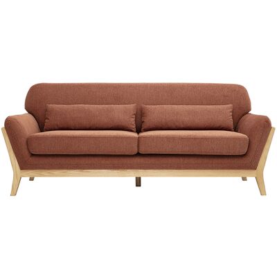 Miliboo Canapé scandinave 3 places en tissu effet velours texturé terre brûlée et bois clair YOKO - Publicité Miliboo Canapé scandinave 3 places en tissu effet velours texturé terre brûlée et bois clair YOKO - Publicité