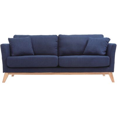 Miliboo Canapé scandinave déhoussable 3 places en tissu bleu foncé et bois clair OSLO - Publicité Miliboo Canapé scandinave déhoussable 3 places en tissu bleu foncé et bois clair OSLO - Publicité