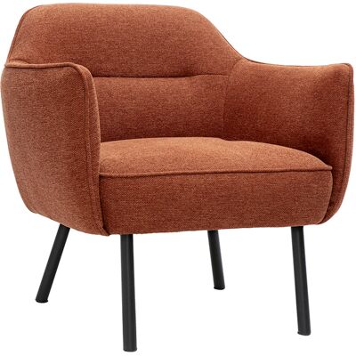 Miliboo Fauteuil design en tissu effet velours texturé terre brûlée et métal noir LAURENS - Publicité Miliboo Fauteuil design en tissu effet velours texturé terre brûlée et métal noir LAURENS - Publicité