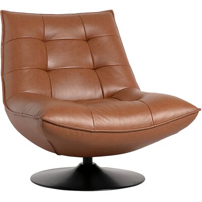 Miliboo Fauteuil pivotant en cuir marron et métal noir HUXLEY - Publicité Miliboo Fauteuil pivotant en cuir marron et métal noir HUXLEY - Publicité