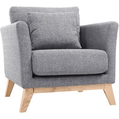 Miliboo Fauteuil scandinave déhoussable en tissu gris clair et bois clair OSLO - Publicité Miliboo Fauteuil scandinave déhoussable en tissu gris clair et bois clair OSLO - Publicité