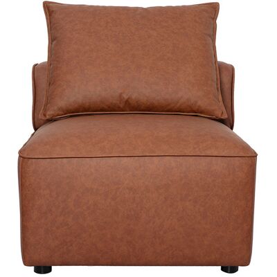 Miliboo Module droit pour canapé en cuir marron FERGUS - Publicité Miliboo Module droit pour canapé en cuir marron FERGUS - Publicité