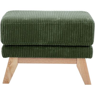 Miliboo Pouf repose-pieds scandinave en tissu velours côtelé vert kaki et bois clair OSLO - Publicité Miliboo Pouf repose-pieds scandinave en tissu velours côtelé vert kaki et bois clair OSLO - Publicité