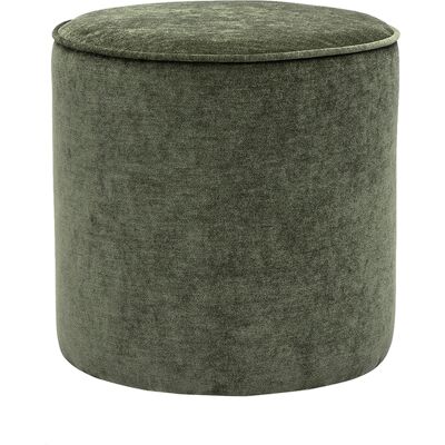 Miliboo Pouf rond en tissu effet velours vert kaki D40 cm PAUL - Publicité Miliboo Pouf rond en tissu effet velours vert kaki D40 cm PAUL - Publicité