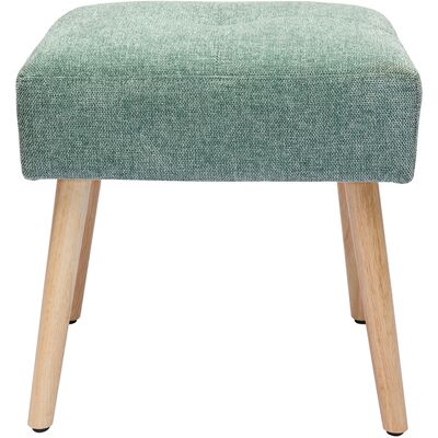 Miliboo Tabouret bas en tissu effet velours texturé vert céladon et bois clair massif H46 cm GUESTA - Publicité Miliboo Tabouret bas en tissu effet velours texturé vert céladon et bois clair massif H46 cm GUESTA - Publicité