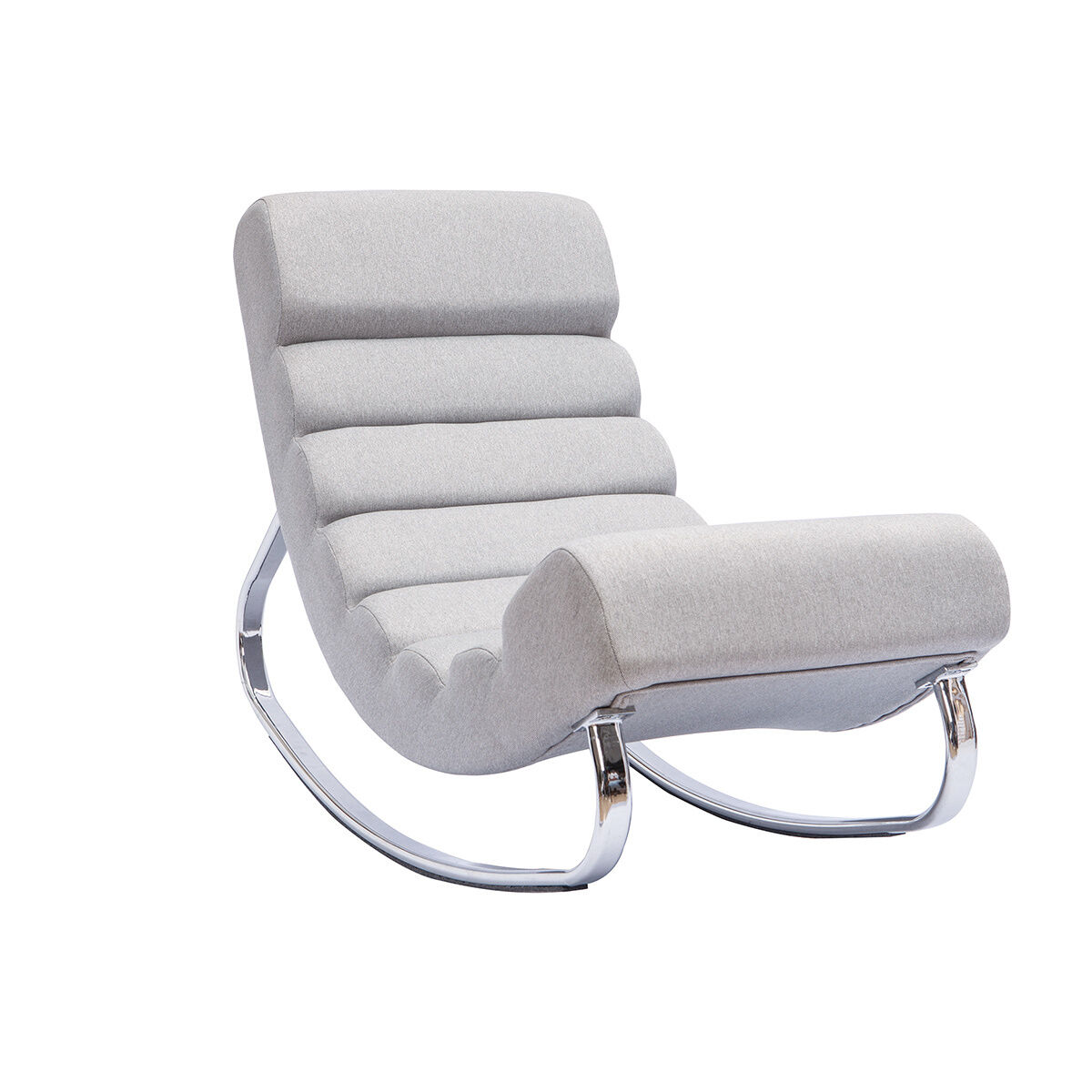 Miliboo Rocking chair design en tissu gris clair et acier chromé TAYLOR